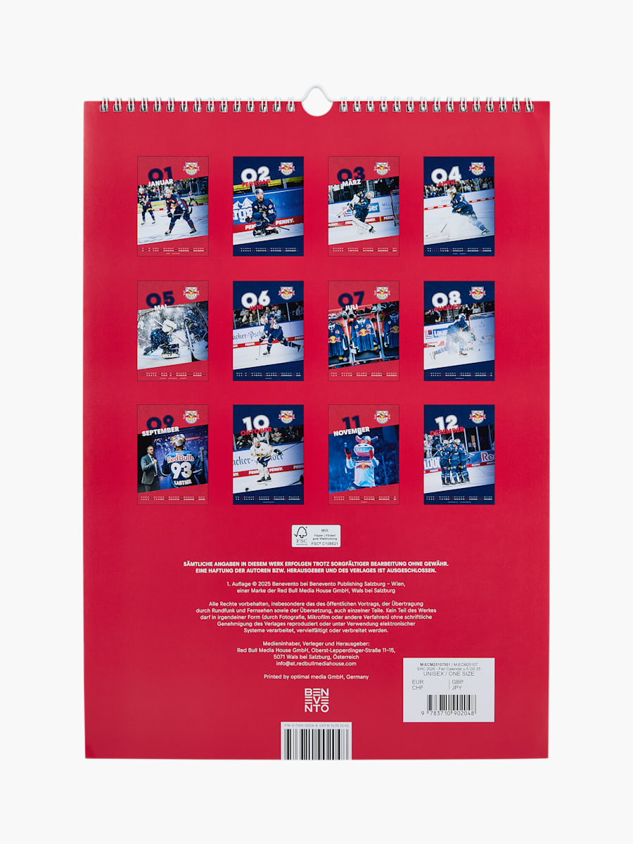 EHC Red Bull München 2026 - Fan Calendar (M-ECM25107): EHC Red Bull München