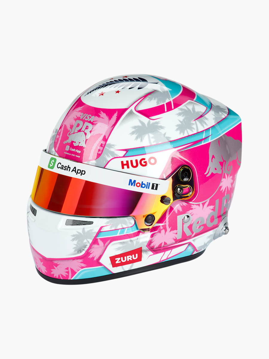 1:2 Liam Lawson Miami GP 2025 Mini Helmet (M-RAB25129): Visa Cash App Racing Bulls