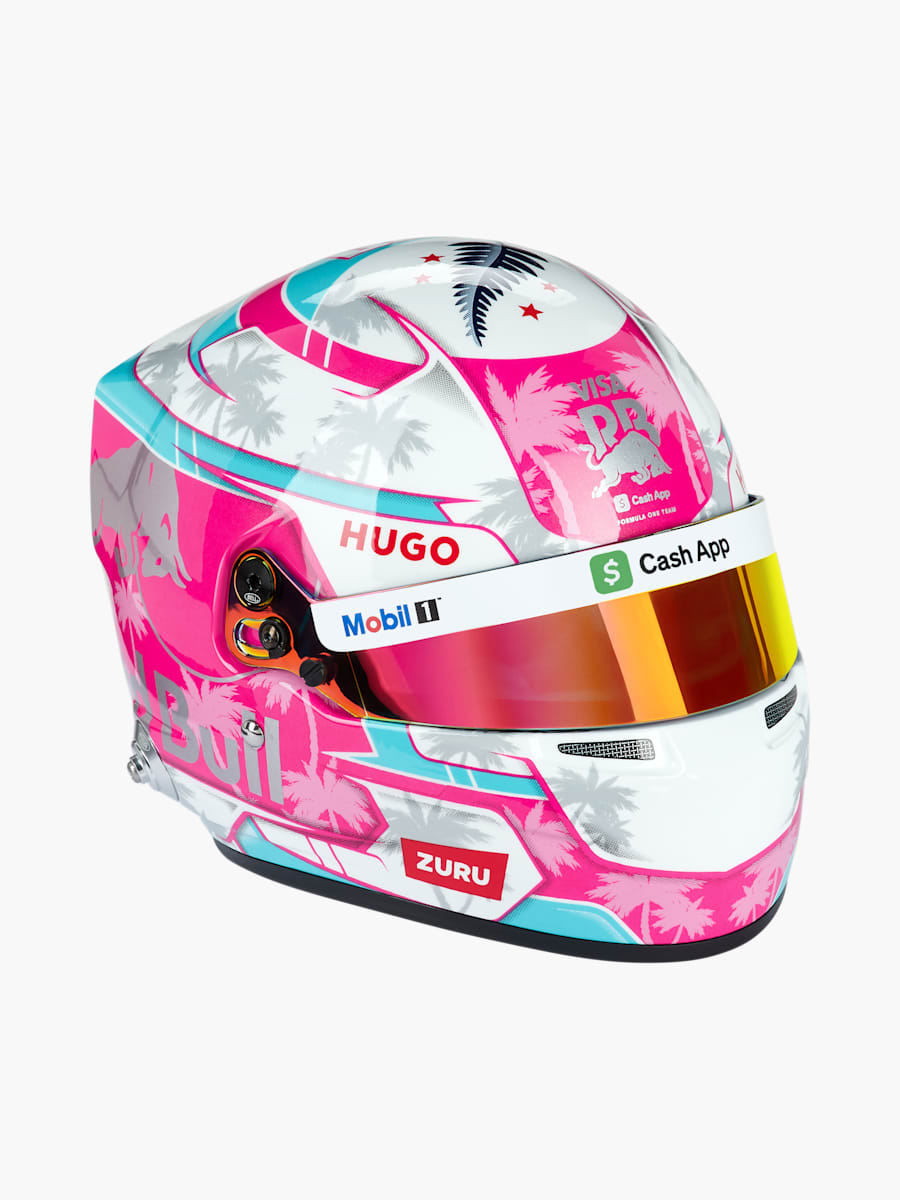 1:2 Liam Lawson Miami GP 2025 Mini Helmet (M-RAB25129): Visa Cash App Racing Bulls
