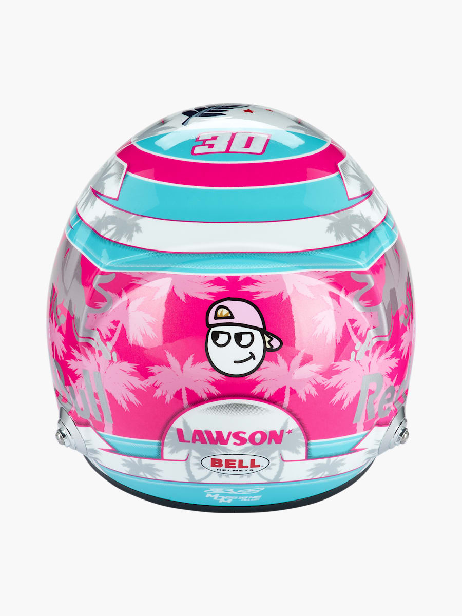 1:2 Liam Lawson Miami GP 2025 Mini Helmet (M-RAB25129): Visa Cash App Racing Bulls