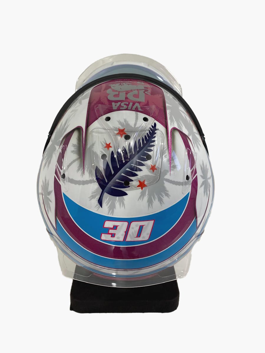 1:2 Liam Lawson Miami GP 2025 Mini Helmet (M-RAB25129): Visa Cash App Racing Bulls