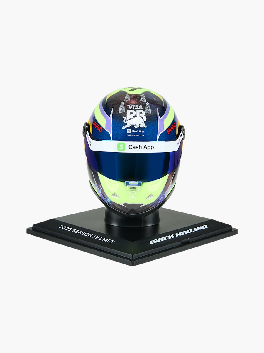 1:4 Isack Hadjar 2025 Season Mini Helmet (M-RAB25143): Visa Cash App Racing Bulls