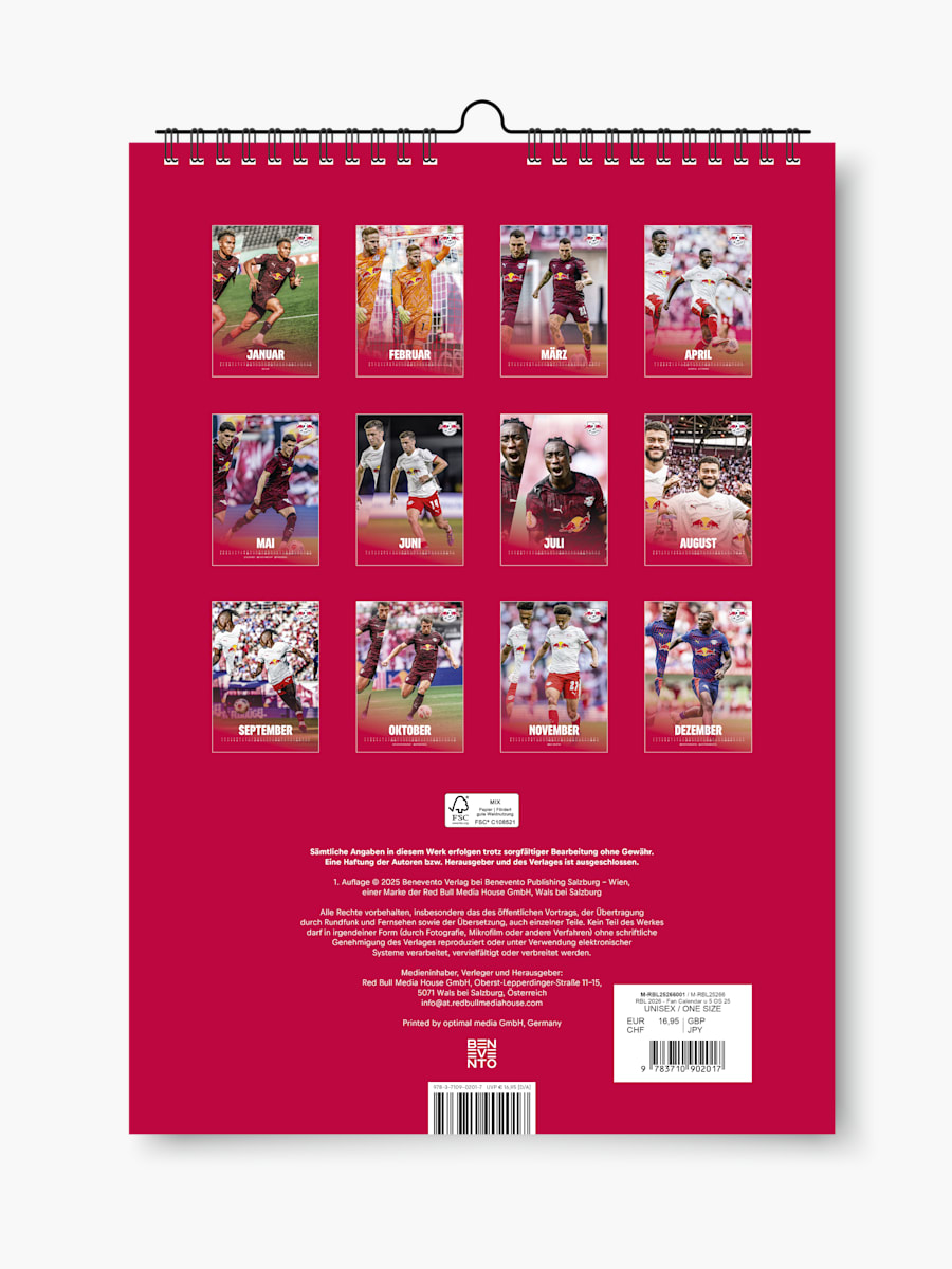 RB Leipzig Fan Calendar 2026 (M-RBL25266): RB Leipzig