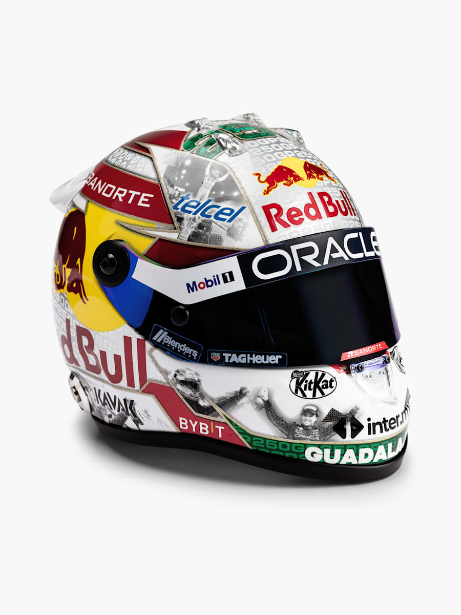 1:2 Checo Perez 250 Races 2023 Mini Helm (RBR23289): Oracle Red Bull Racing
