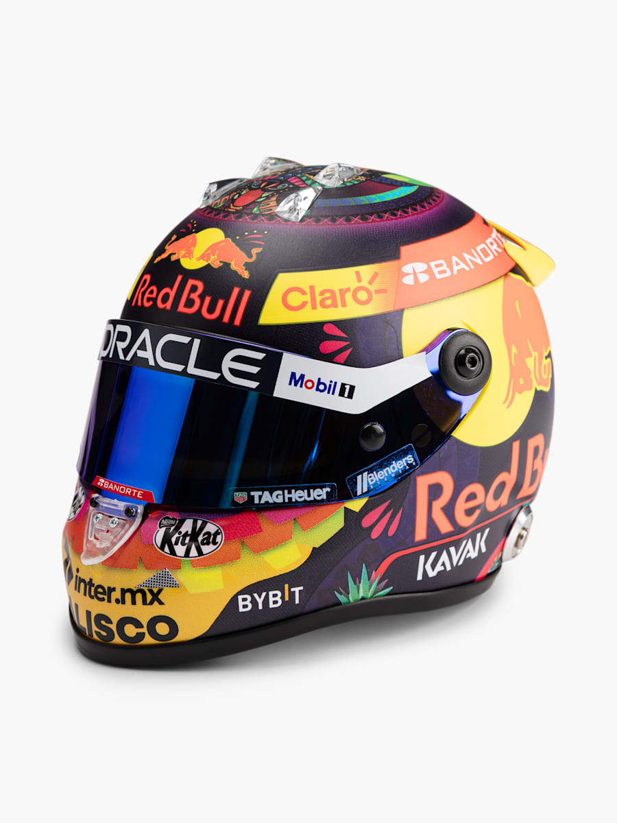 1:2 Checo Perez Mexican GP 2023 Mini Helmet (RBR23291): Oracle Red Bull Racing