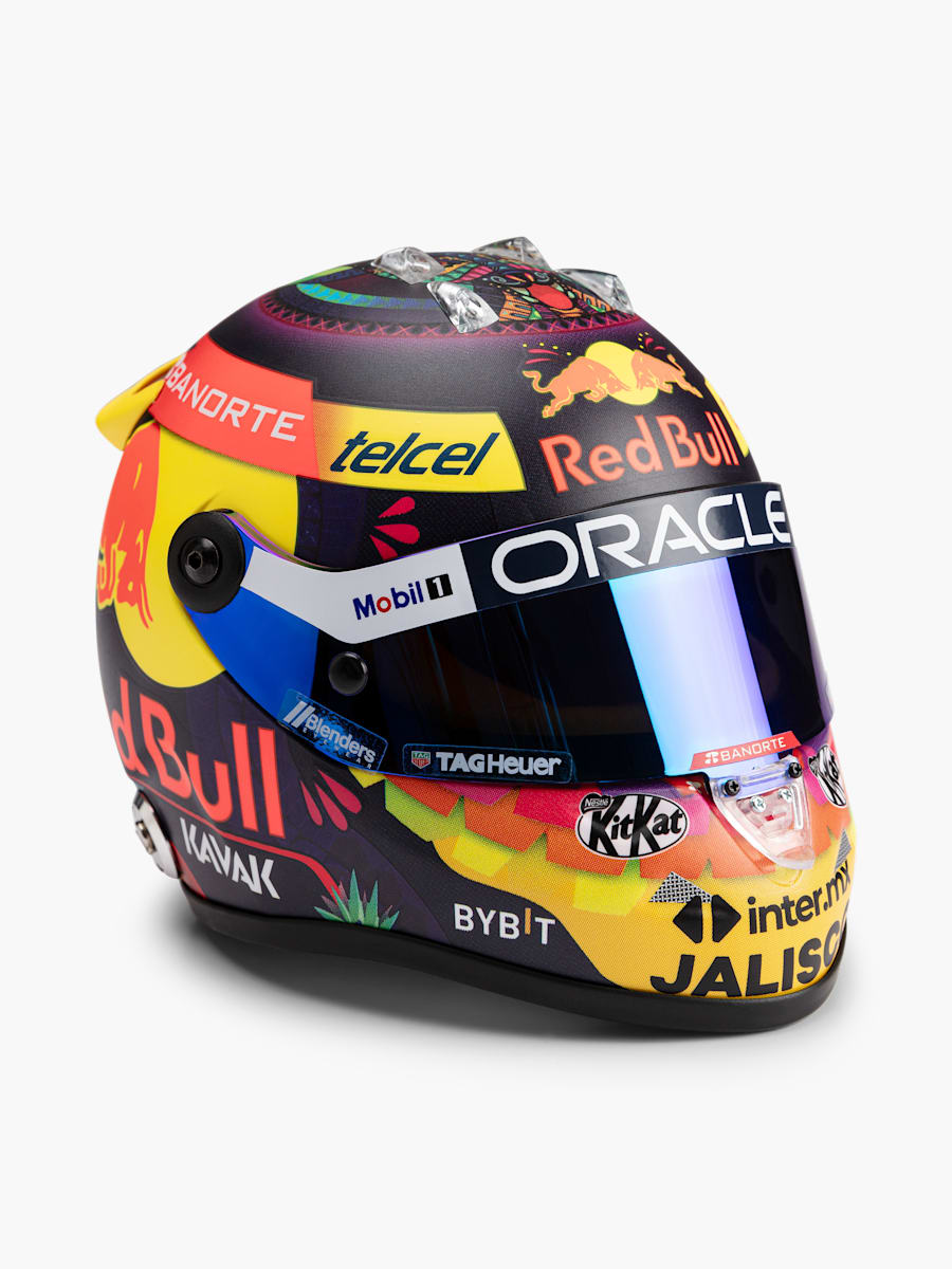 1:2 Checo Perez Mexican GP 2023 Mini Helmet (RBR23291): Oracle Red Bull Racing