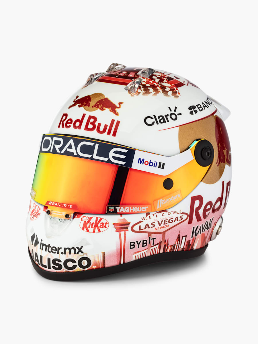 1:2 Checo Perez Las Vegas GP 2023 Mini Helm (RBR23293): Oracle Red Bull Racing