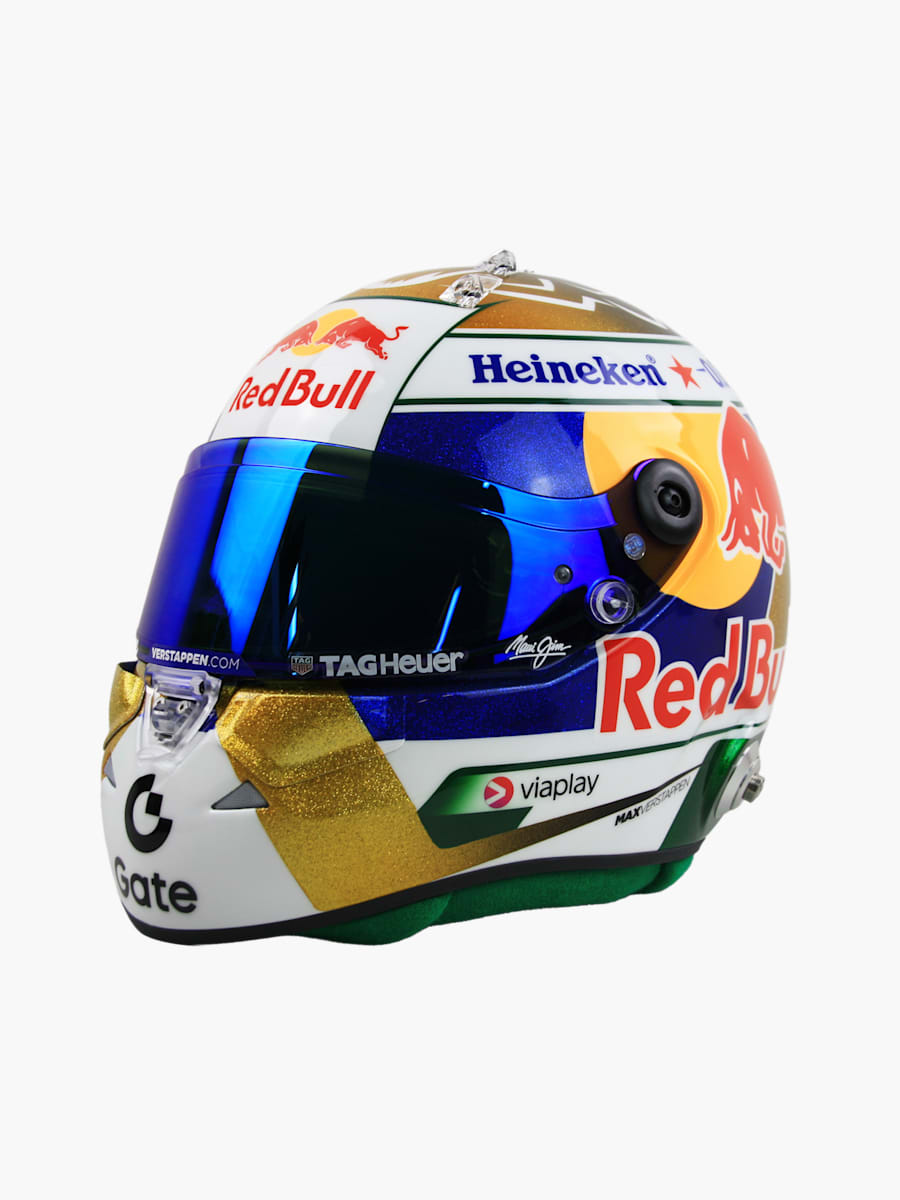1:2 Max Verstappen Brazil GP 2025 Mini Helmet (M-RBR25256): Oracle Red Bull Racing