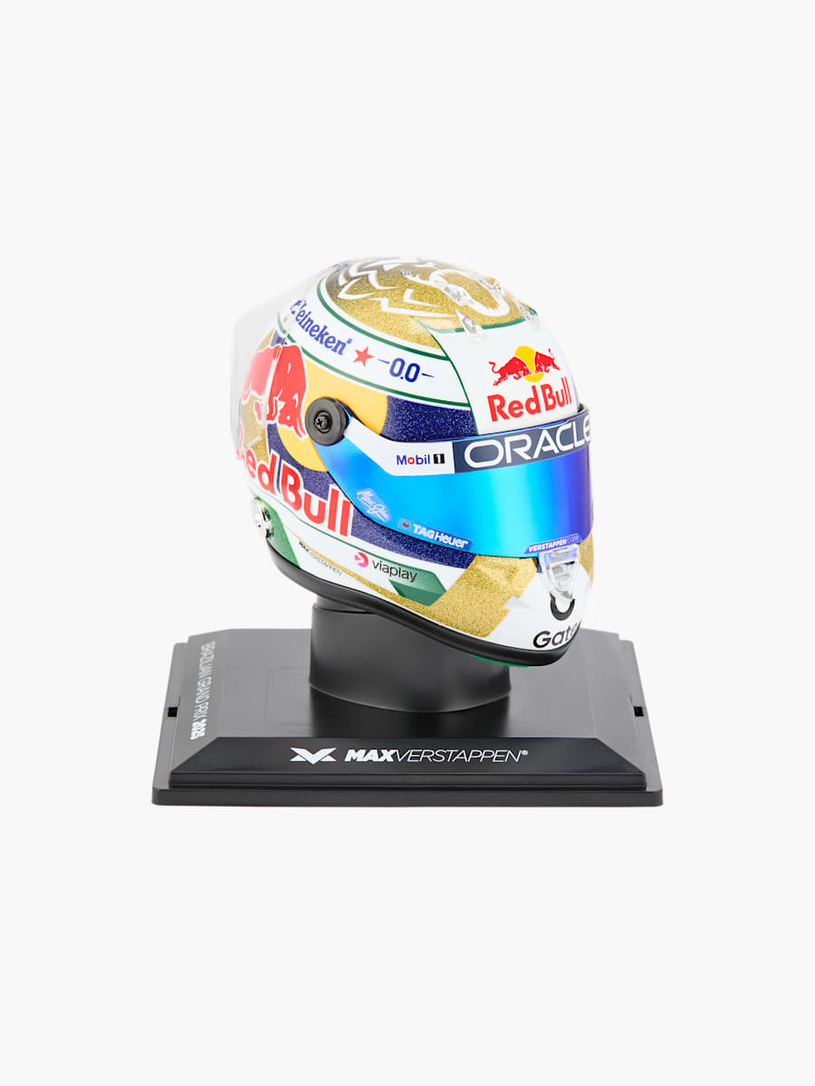 1:4 Max Verstappen Brazil GP 2025 Mini Helm (M-RBR25257): Oracle Red Bull Racing