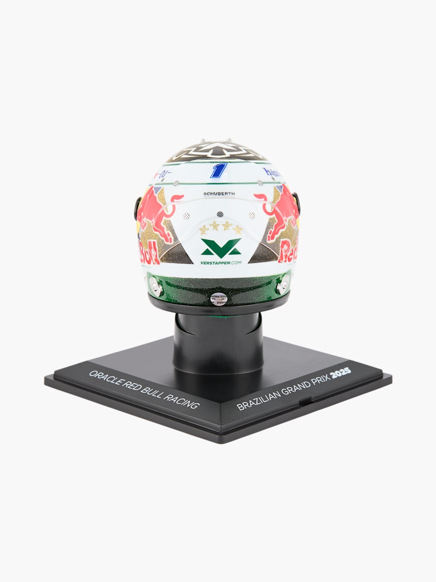 1:4 Max Verstappen Brazil GP 2025 Mini Helm (M-RBR25257): Oracle Red Bull Racing