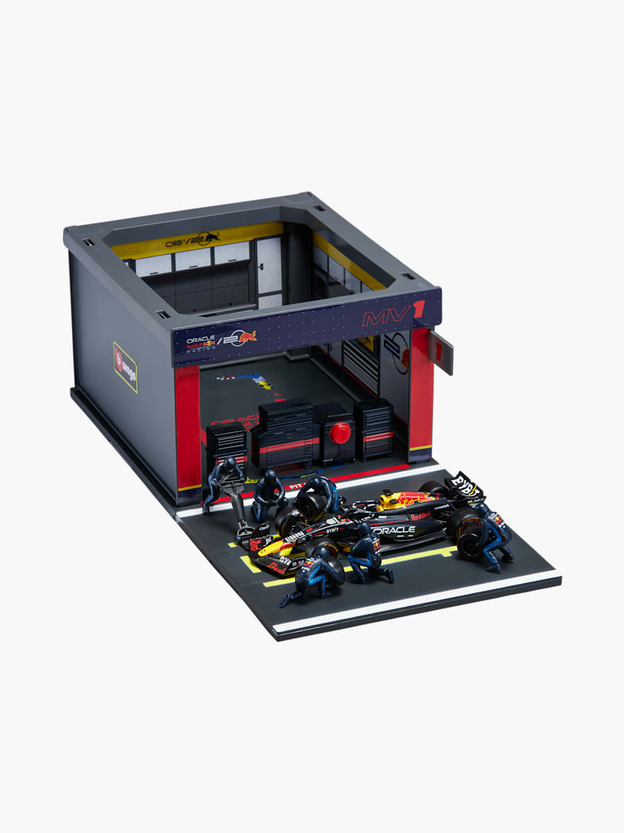1:43 Oracle Red Bull Racing RB20 Verstappen Mit Boxengarage (M-RBR25304): Oracle Red Bull Racing