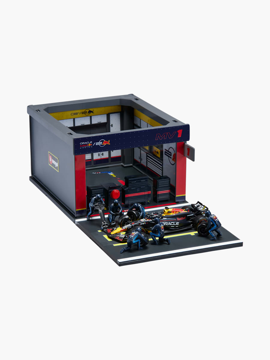 1:43 Oracle Red Bull Racing RB20 Verstappen Mit Boxengarage (M-RBR25304): Oracle Red Bull Racing