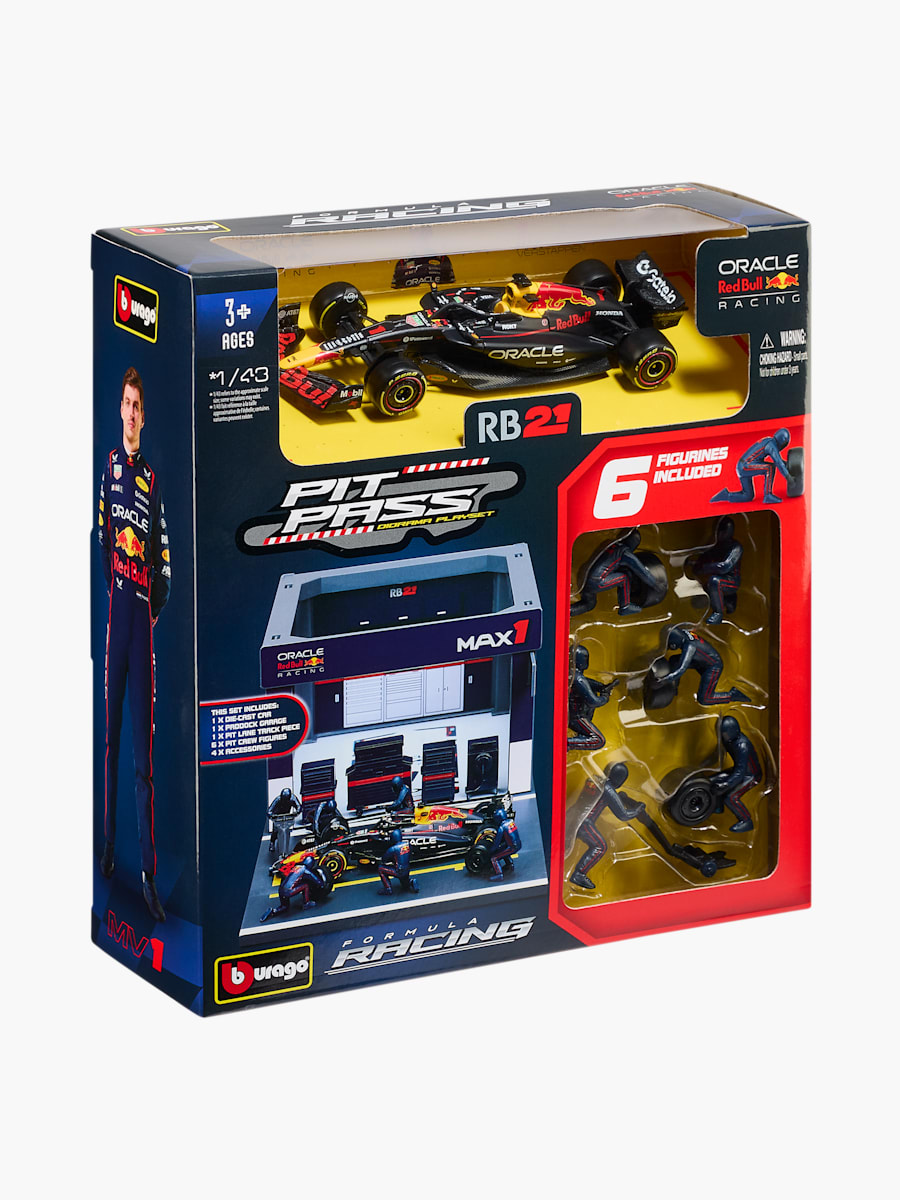 1:43 Oracle Red Bull Racing RB21 Verstappen mit Pit-Garage (M-RBR26152): Oracle Red Bull Racing