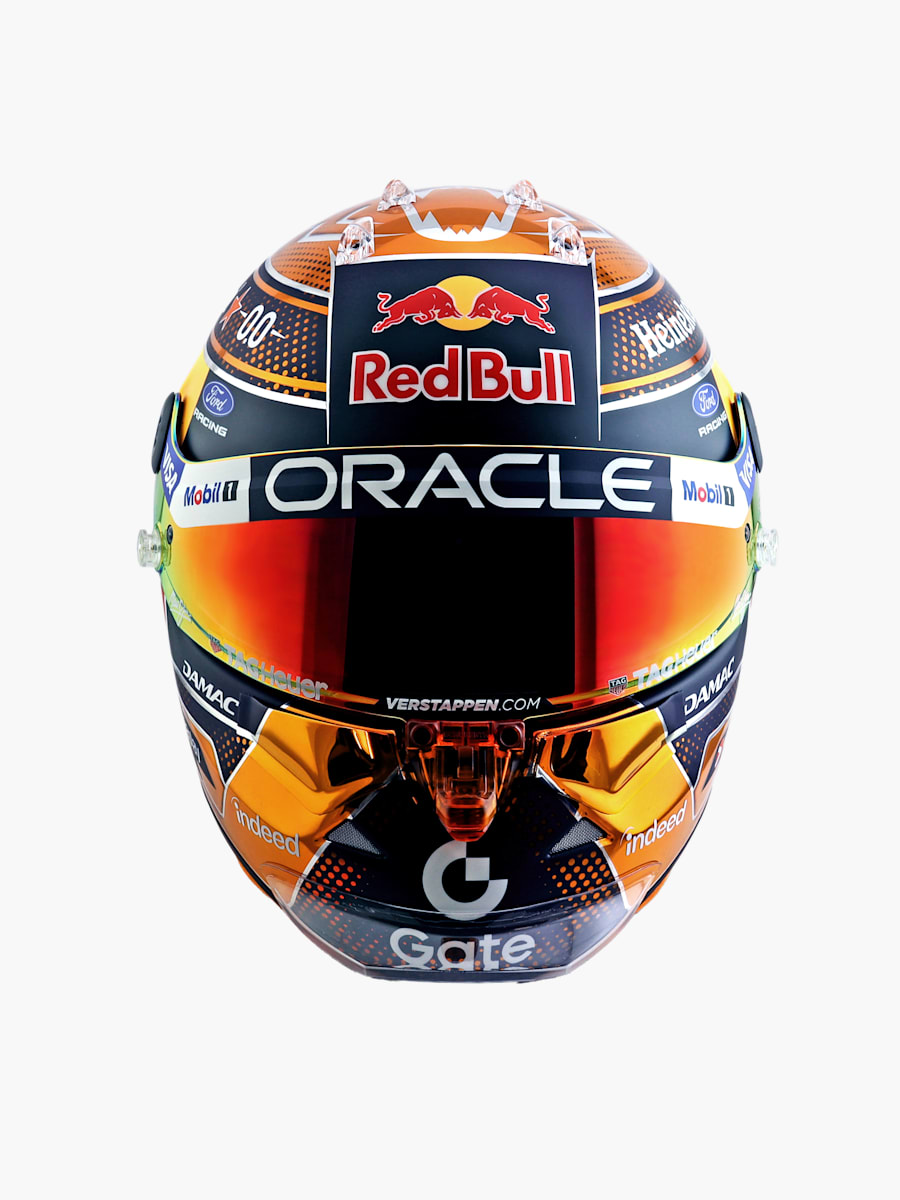 1:2 Max Verstappen 2026 Orange Lion Mini Helmet (M-RBR26236): Oracle Red Bull Racing