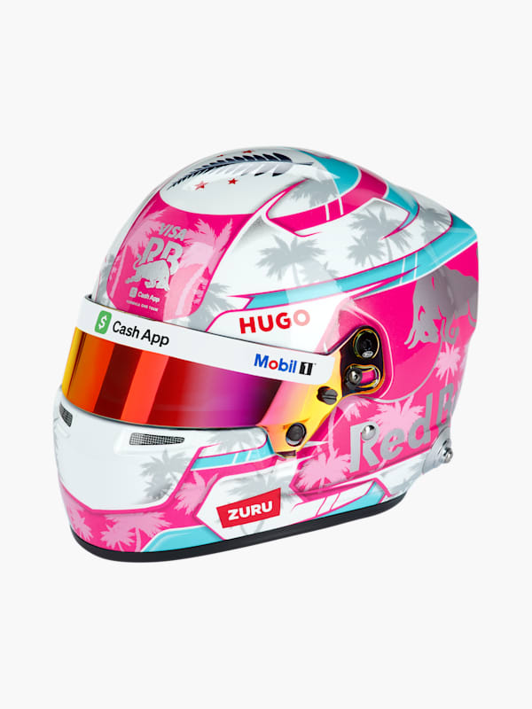 1:2 Liam Lawson Miami GP 2025 Mini Helmet (M-RAB25129): Visa Cash App Racing Bulls