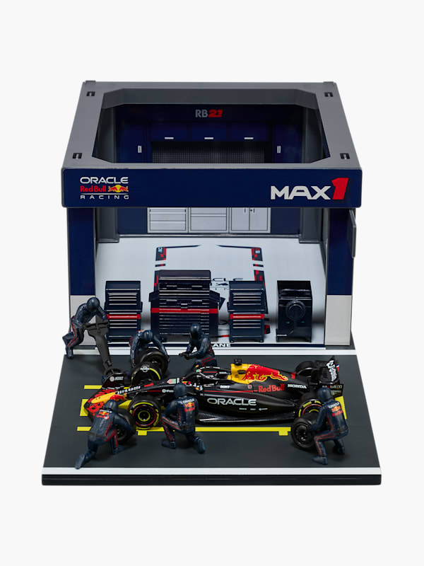 1:43 Oracle Red Bull Racing RB21 Verstappen with Pit Garage (M-RBR26152): Oracle Red Bull Racing