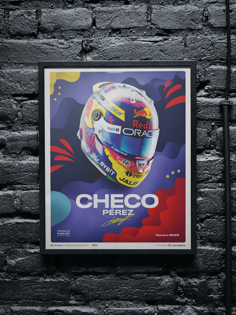 Oracle Red Bull Racing 2023 - Sergio Pérez Mexican Grand Prix Helmet Classic Design Print (RBR23491): Oracle Red Bull Racing
